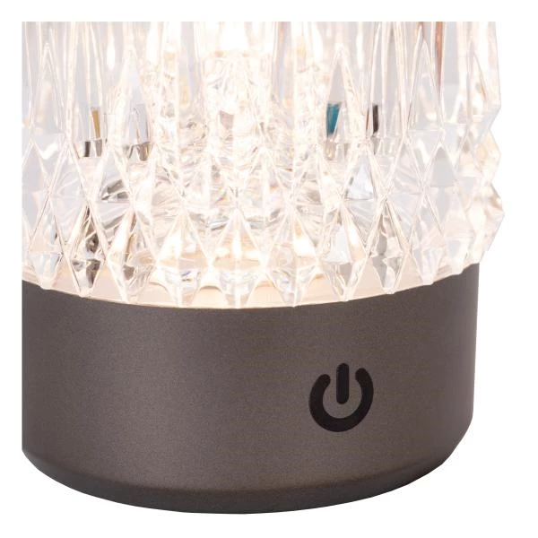 Lucide LILY - Oplaadbare Tafellamp - Accu/Batterij - Ø 8 cm - LED Dim to warm - 1x3W 2700K/3000K - Zwart chroom - Set van 3 - detail 2